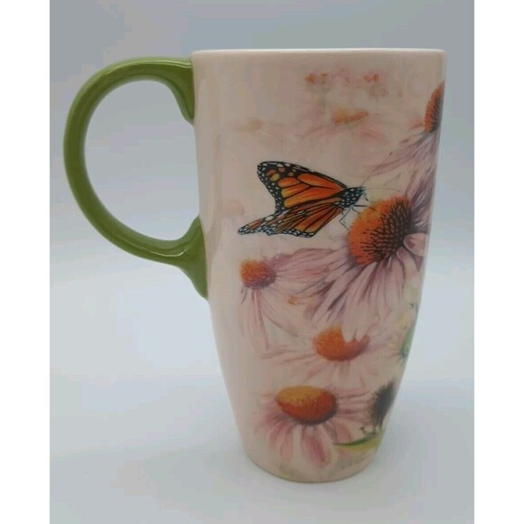 Cypress Home Butterfly Daisy Flower Bird Coffee Mug 18 oz Goldfinch Coneflower - Picture 4 of 7